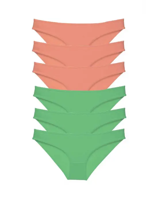 Omarı Likralı Kadın Slip Külot Seti Pudra Fuşya