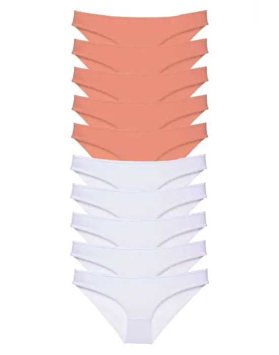 Omarı Eko Set Likralı Kadın Slip Külot - Pudra Beyaz