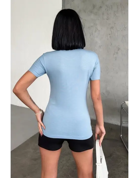 Omarı Şık Ve Rahat Mavi Penye Body