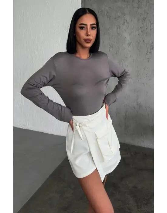 Omarı Rahat ve Şık Uzun Kollu Penye Body Füme