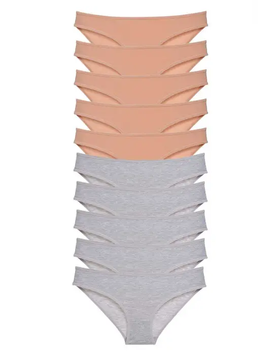 Omarı Süper Eko Teknolojili Kadın Slip Külot - Ten Gri