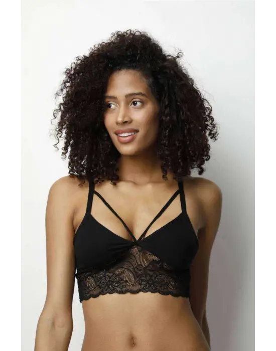 Omarı Siyah Dantelli Büstiyer Seti