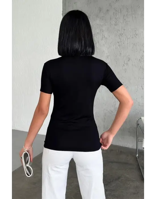 Omarı Şık Viskon Penye Body Siyah