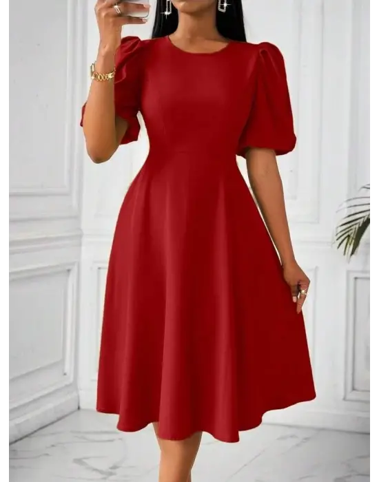 Omarı Kadın Omuz Detaylı Hafif Krep Elbise