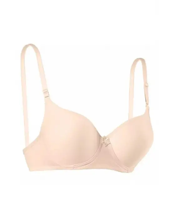 Omarı Silikonlu Desteksiz Telli Düz Boş Sütyen - Ten Rengi