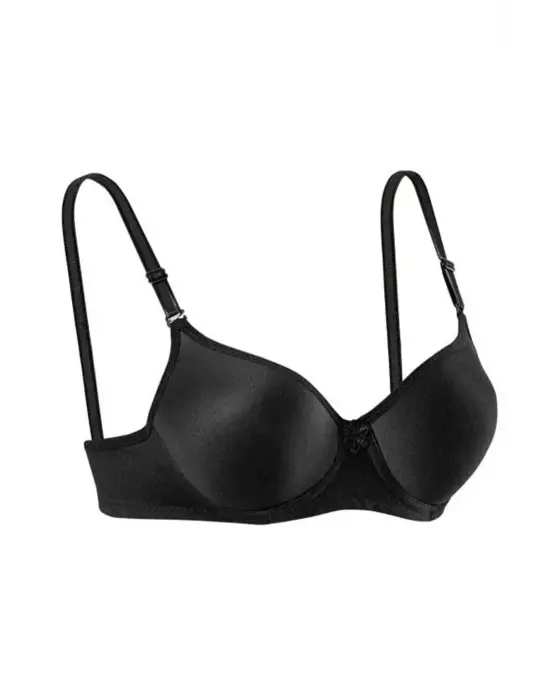 Silikonlu Desteksiz Telli Düz Boş Sütyen Siyah