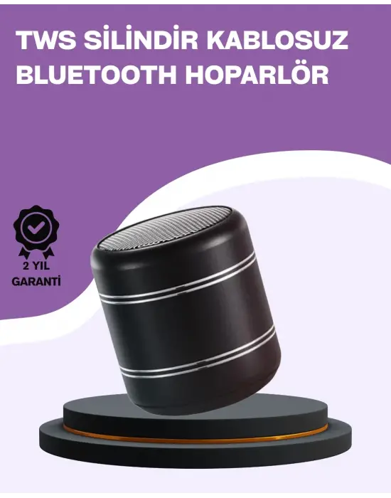 Silindir Tasarım Mini Bluetooth Hoparlör 10m Çekim Güçlü Bas Ve Mikrofonlu