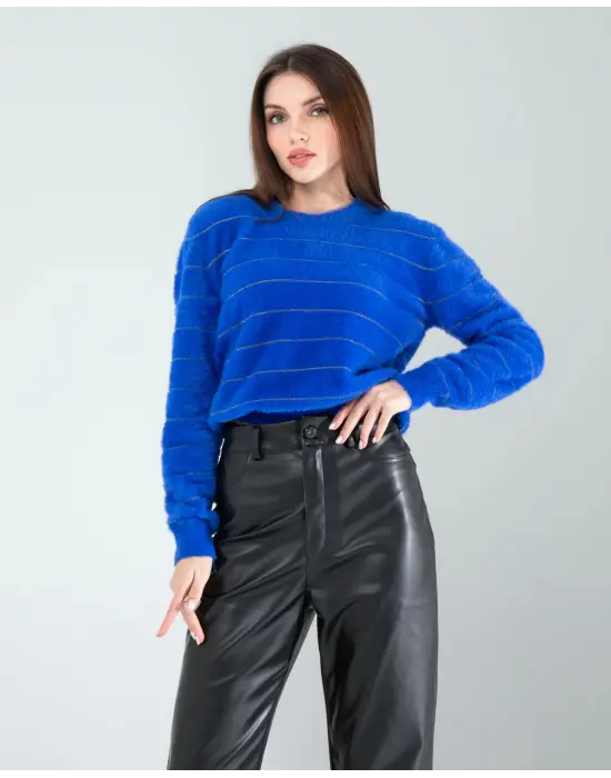 Omarı Çiçek Desenli Triko Saks Şeridi