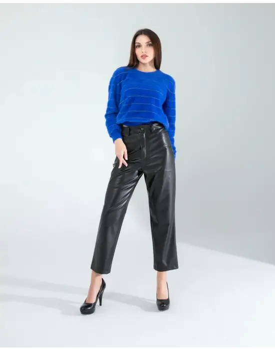 Omarı Çiçek Desenli Triko Saks Şeridi