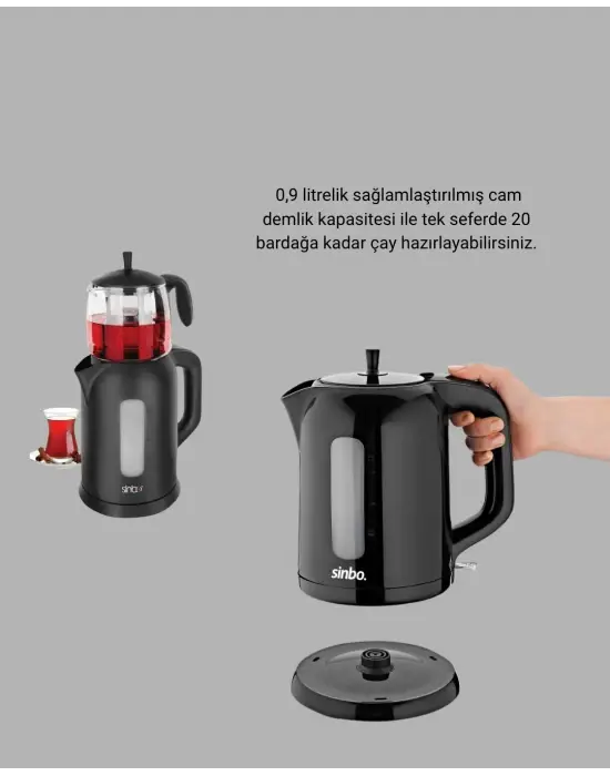 Sinbo Stm 5840 Elektrikli Çay Makinesi 1800w Cam Demlik Ve Sıcak Tutma Özellikli