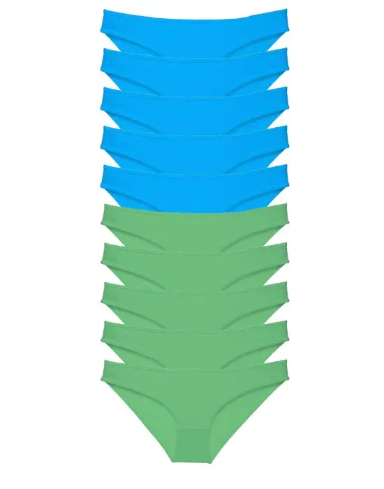 Omarı Süper Eko Likralı Kadın Slip Seti Yeşil Mavi