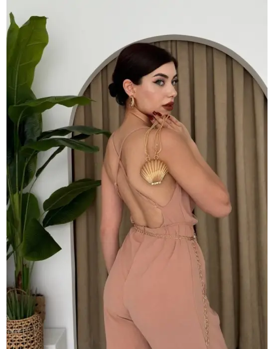 Omarı Derin Dekolteli Tulum