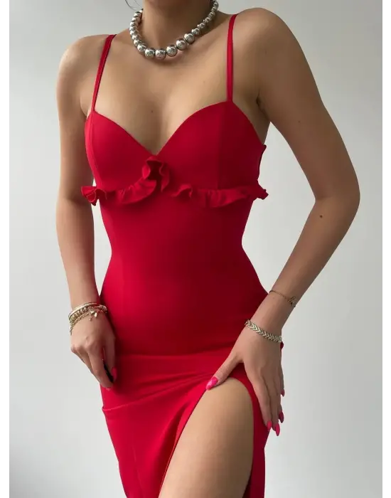 Omarı Sırt Detaylı Şık Elbise