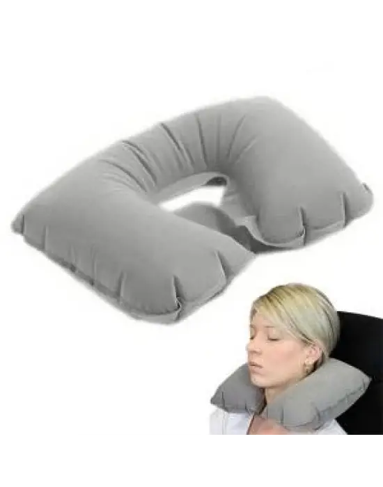 Şişme Seyahat Yastığı Gri Lacivert