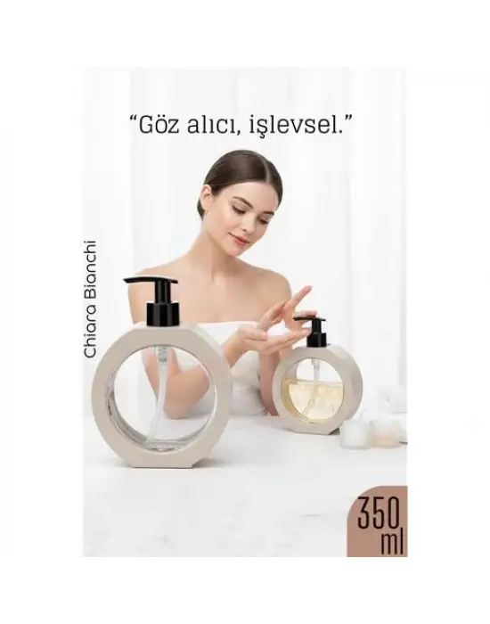 Sıvı Sabunluk – Bej Renk, 350 ml,  Modern Tasarım