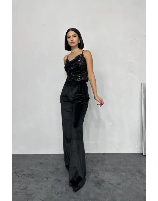 Siyah Askılı Degaje Bluz