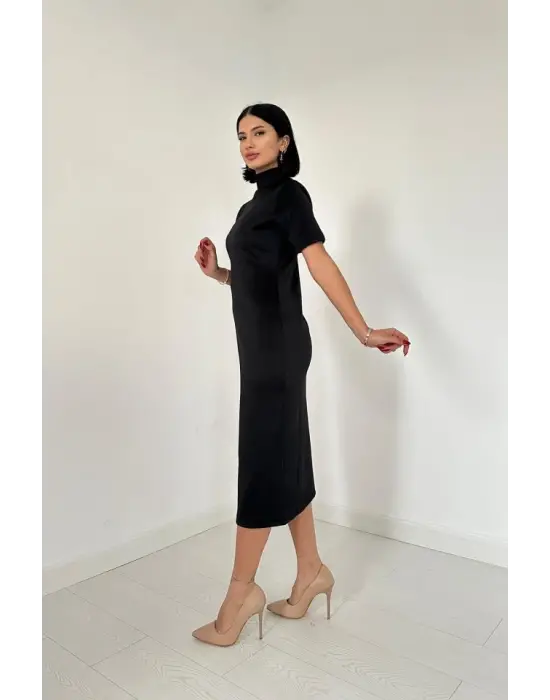 Siyah Balıkçı Yaka Elbise