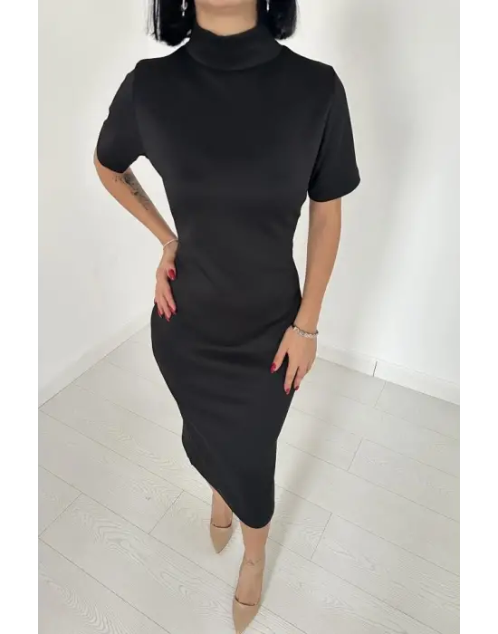 Siyah Balıkçı Yaka Elbise