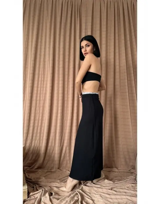Siyah Beli Lastikli Etek