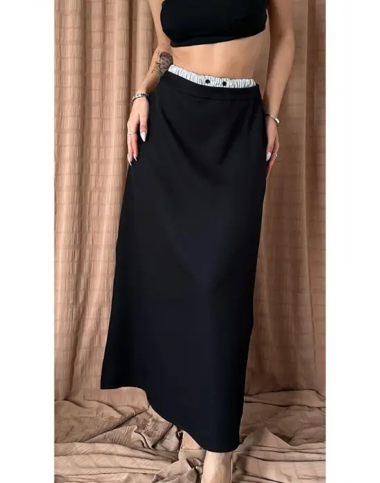 Siyah Beli Lastikli Etek