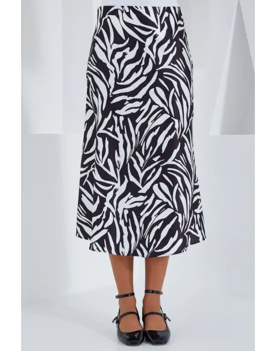 Siyah Beyaz Desenli Saten Etek 15806
