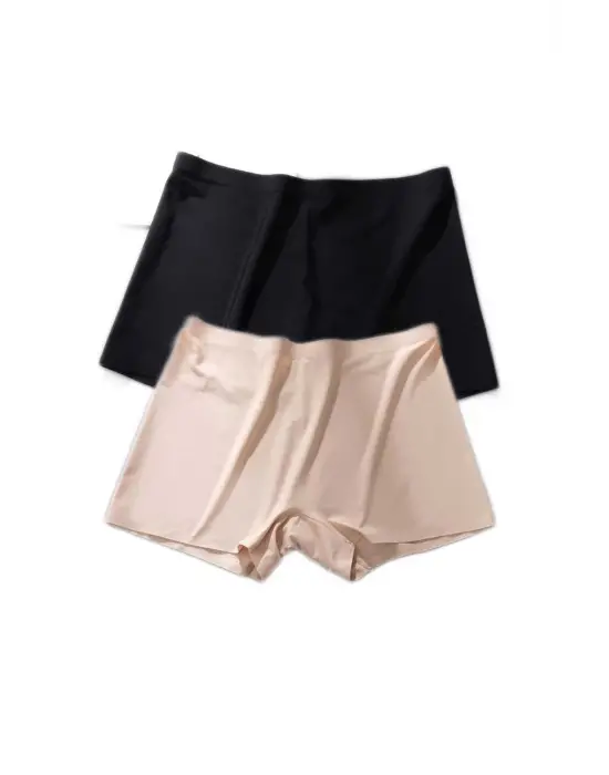 Omarı Dikişsiz Görünmez Mini Şort Boxer Siyah