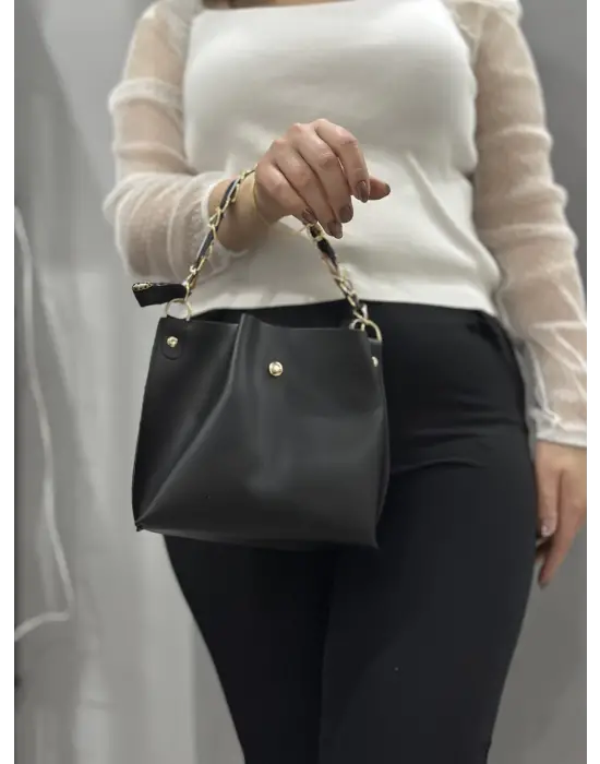 Omarı Şık ve Dayanıklı Siyah Deri Çanta