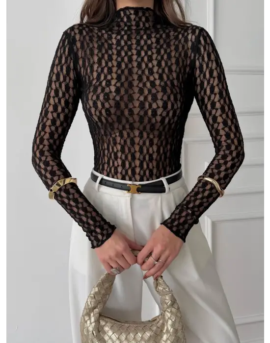 Siyah Dantel Detay Body