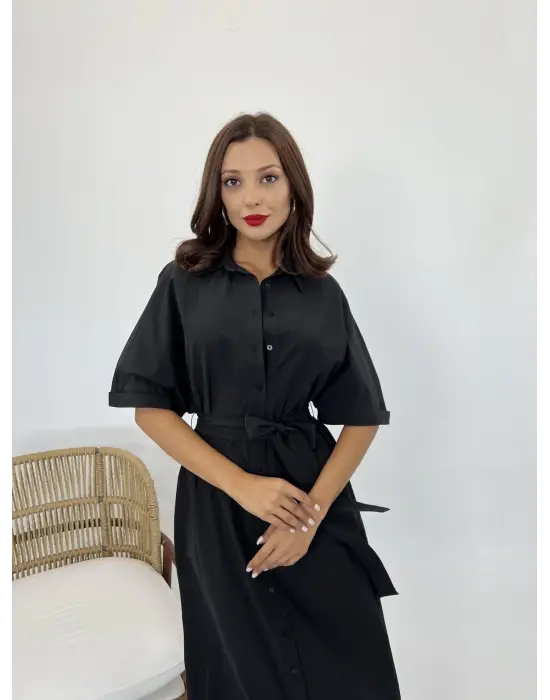 Omarı Zarif Siyah Elbise Modeli