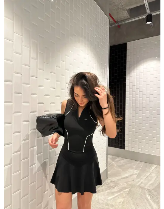 Çarpıcı Fermuarlı Bilyeli Bluz