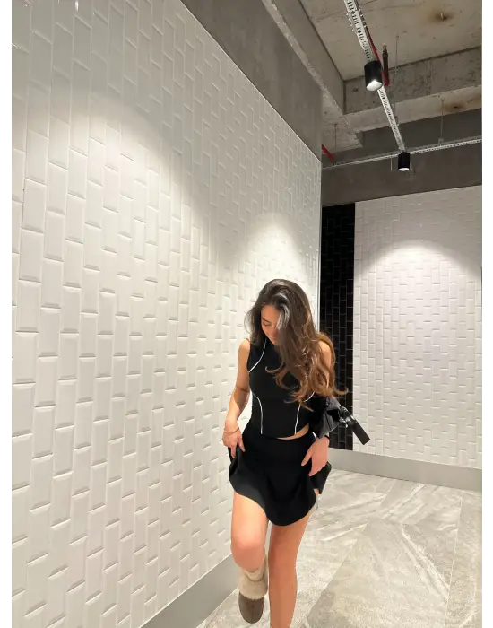 Çarpıcı Fermuarlı Bilyeli Bluz