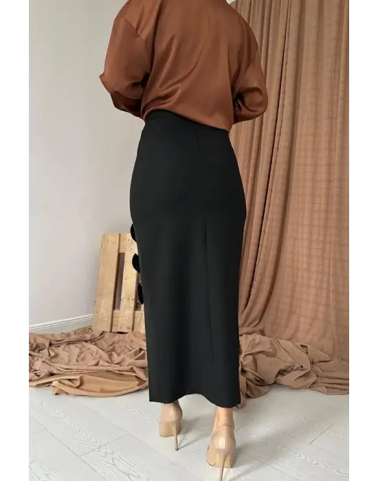 Omarı Zarif Siyah Fiyonklu Etek