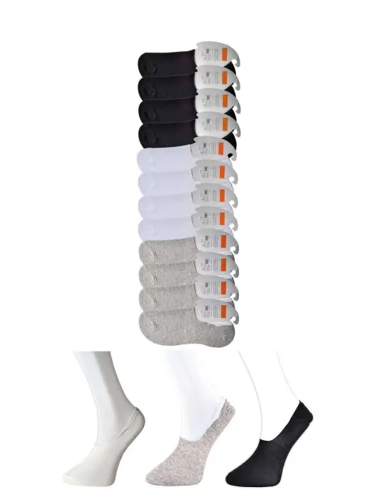 Omarı Siyah Gri ve Beyaz Erkek Babet Çorap Seti