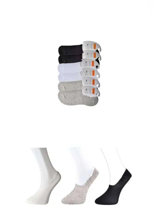 Omarı Siyah Gri ve Beyaz Erkek Babet Çorap Seti