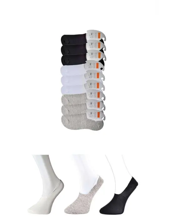Omarı Erkek Babet Çorap Seti Siyah Gri Beyaz 9 Çift