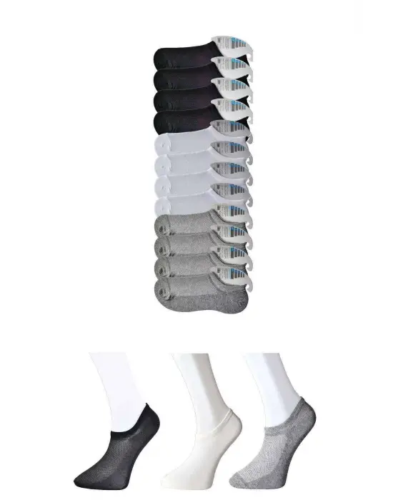 Omarı Görünmez Erkek Çorap Seti - Siyah, Gri, Beyaz