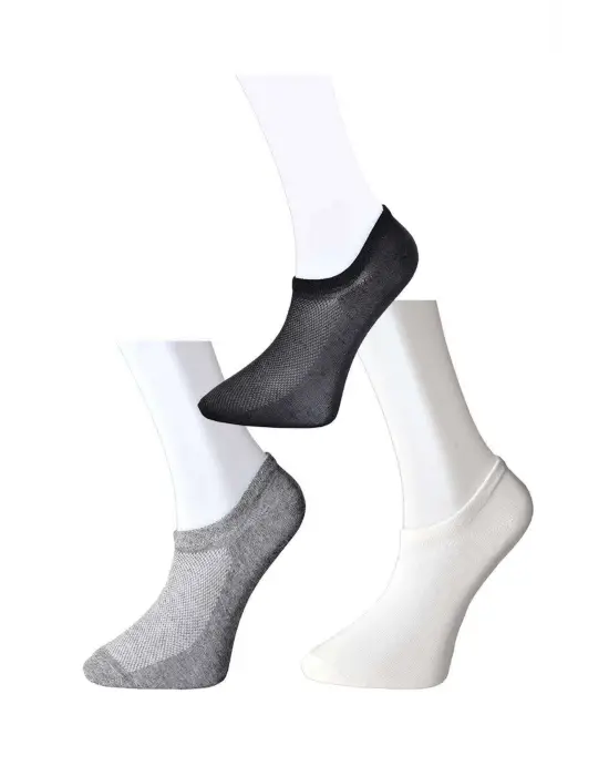 Omarı Görünmez Erkek Çorap Seti - Siyah, Gri, Beyaz