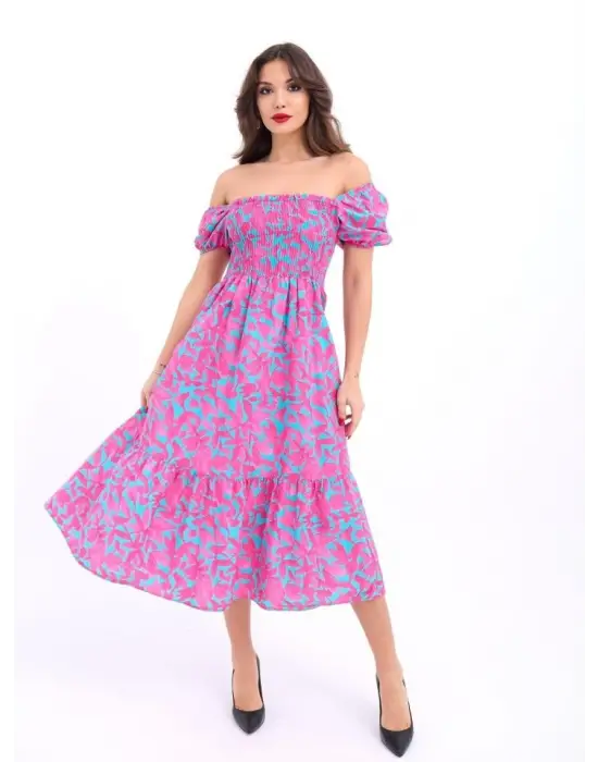 Omarı Şık Gece Elbisesi - Dantel Detaylı Bej Elbise