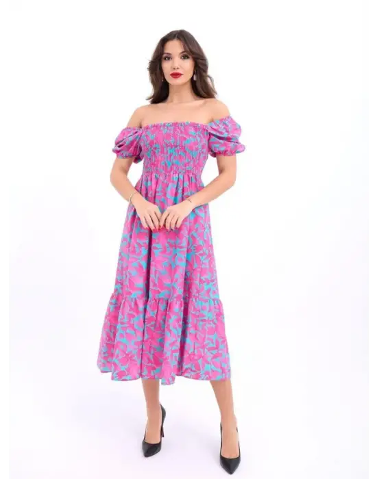 Omarı Şık Gece Elbisesi - Dantel Detaylı Bej Elbise