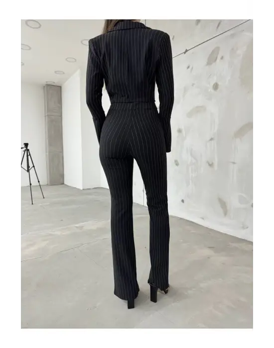 Modern İspanyol Kollu Çizgili Takım