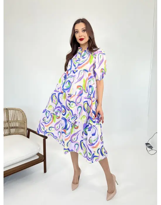 Omarı Siyah İnce Kemer Detaylı Diz Üstü Elbise