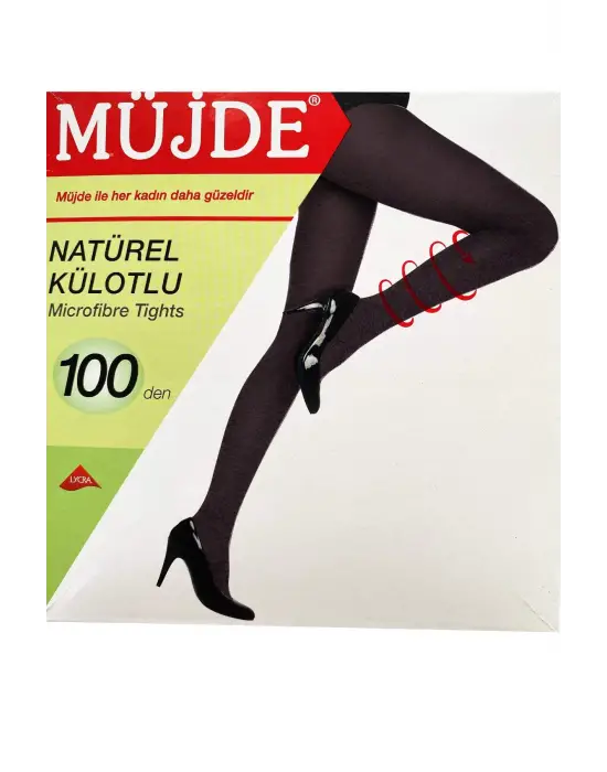 Omarı Opak Siyah Denye Kalın Külotlu Çorap Naturel Esnek Tasarım