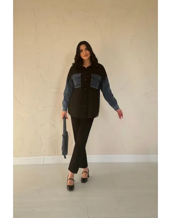 Omarı Siyah Toplam 6cı Kot Ceket