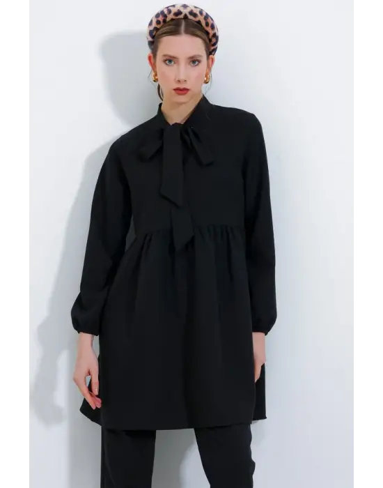 Siyah Örme Pantolon Tunik Alt Üst Takım 6654