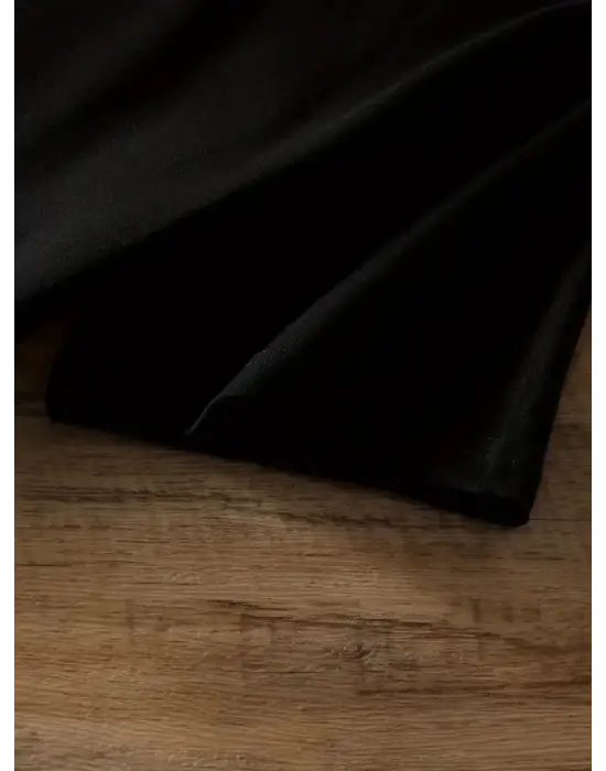 Omarı Siyah Oversize Baskılı Bisiklet Yaka T-shirt