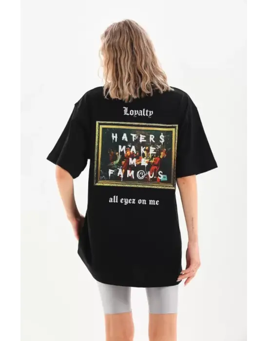 Omarı Siyah Baskılı Oversize Unisex T-Shirt