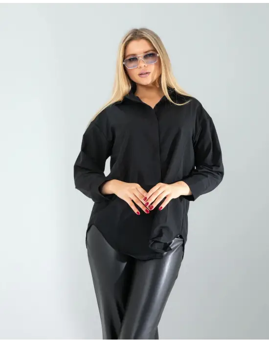 Omarı Klasik Siyah Regular Fit Gömlek