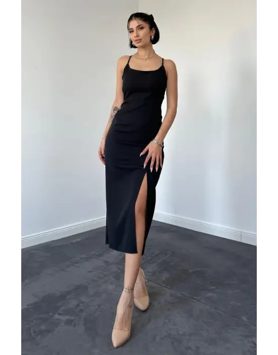 Siyah Sırt Dekolteli Elbise