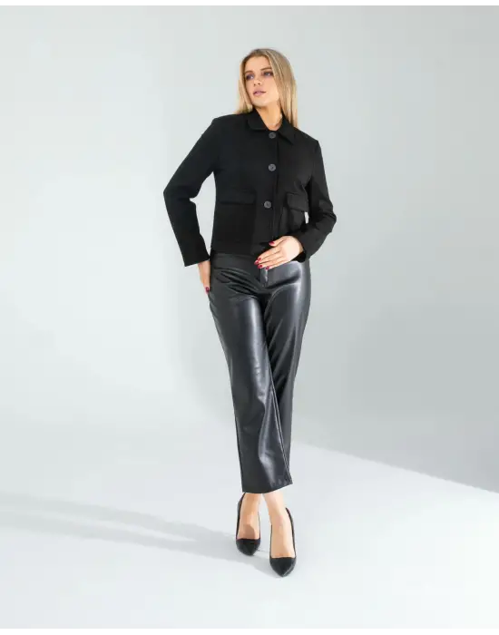 Omarı Zarif Siyah Süet Ceket