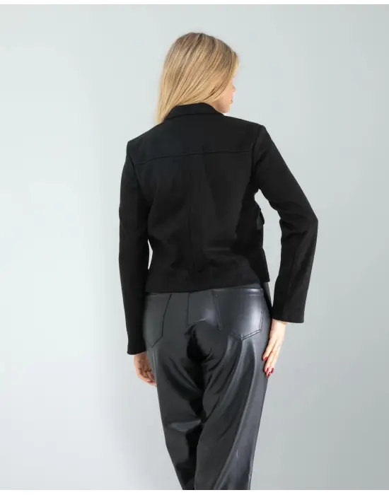 Omarı Zarif Siyah Süet Ceket